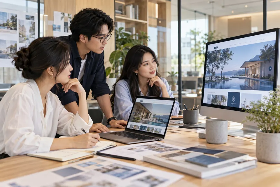 Hình minh họa trao đổi ý tưởng, nội dung và giao diện website trong quá trình thiết kế